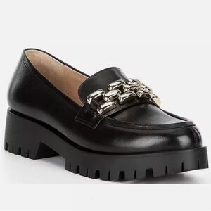 ANTONIO MELANI ‘ BROOKELYN’ LEATHER BIT BUCKLE LUG PLATFORM LOAFERS SZ 7.5